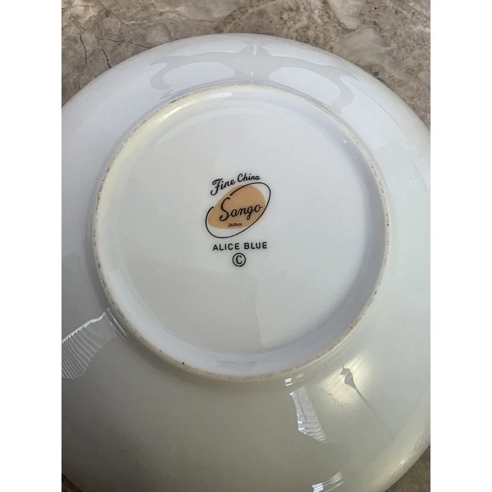 Vintage Alice Blue‎ Sango Blue Rose Salad Dessert Plate Platinum Rims